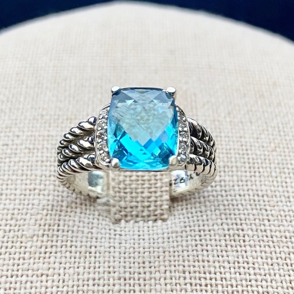 David Yurman Jewelry - 💫David Yurman Petite Wheaton Blue Topaz Ring Sz 7